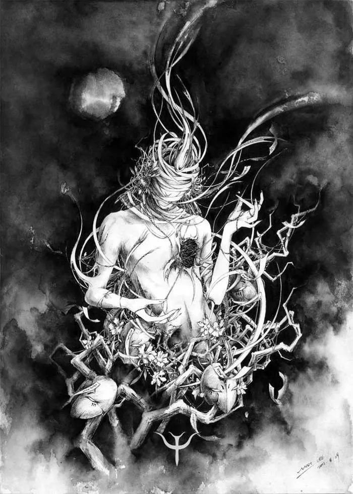 古典唯美插畫：杉澤的中國(guó)風(fēng)水墨百鬼圖插畫