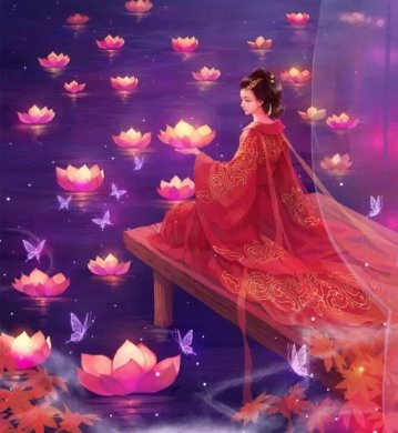 唯美古風(fēng)圖片：一身紅衣，披裝待嫁