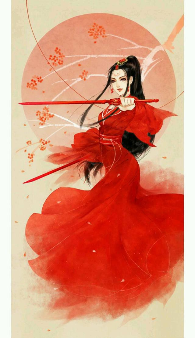 唯美古風(fēng)圖片：一身紅衣，披裝待嫁