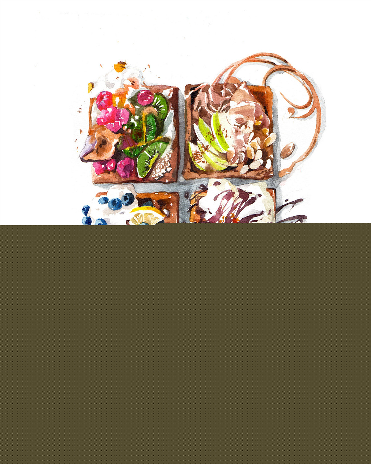 精致逼真的食物水彩插畫，淡雅手繪插畫圖片
