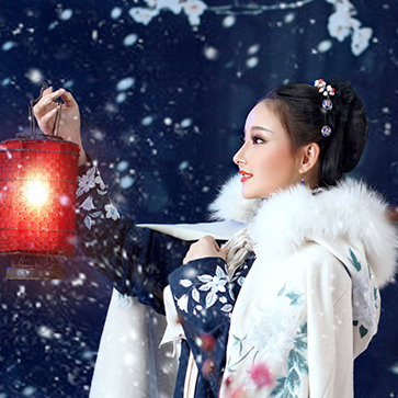 優(yōu)雅賞雪帶傘女生頭像，唯美古風(fēng)真人頭像