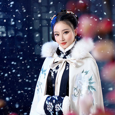 優(yōu)雅賞雪帶傘女生頭像，唯美古風(fēng)真人頭像