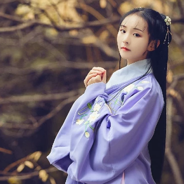 高貴優(yōu)雅紫衣帶團扇女生頭像，唯美古風真人頭