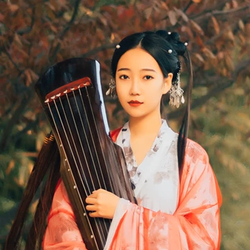 紅紗帶折扇女文藝生頭像，唯美古風(fēng)真人頭像