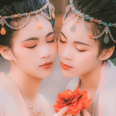 并蒂花閨蜜頭像，唯美古風(fēng)真人頭像