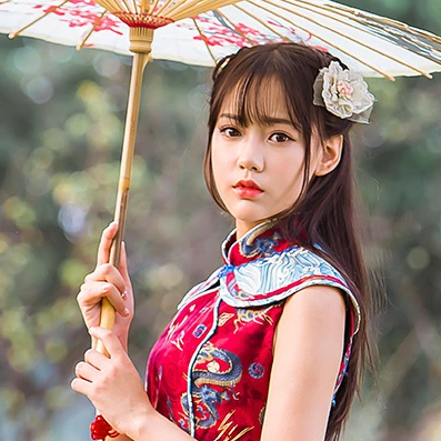 紅衣帶傘女生頭像，唯美古風(fēng)真人頭像