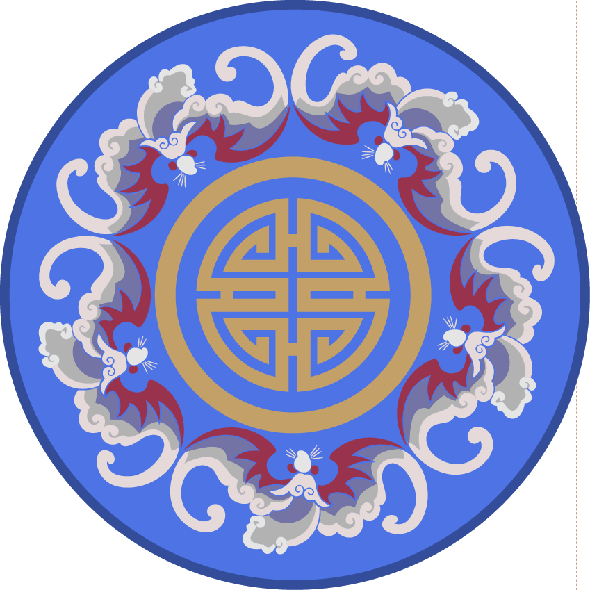 中國傳統(tǒng)刺繡福壽無邊圓形圖案，矢量素材