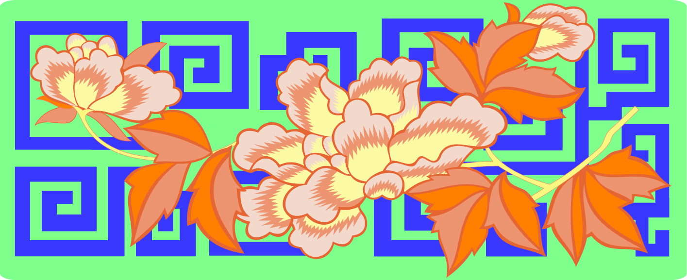 中國傳統(tǒng)刺繡牡丹花圖案一，矢量素材