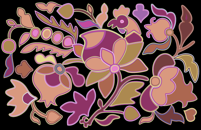 中國傳統(tǒng)刺繡吉祥花卉圖案，矢量素材