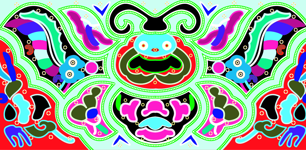 中國傳統(tǒng)刺繡圖案蝙蝠系列二，矢量素材