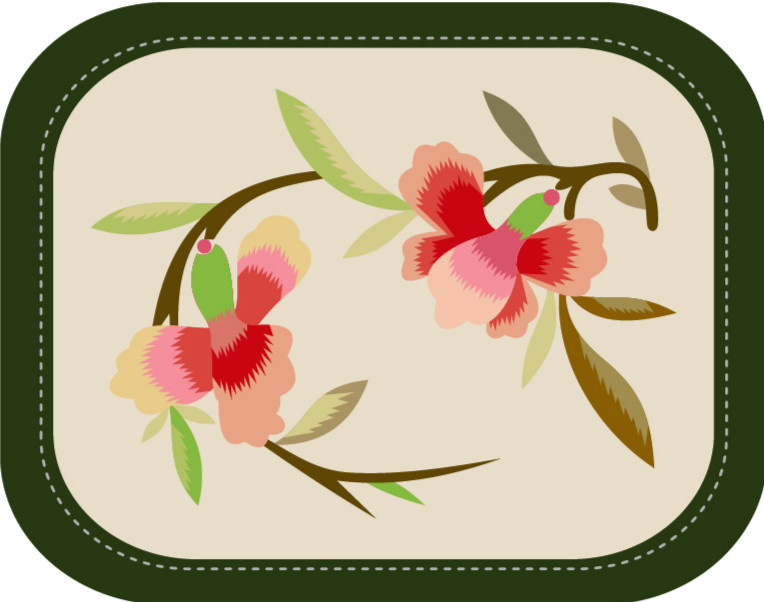 中國傳統(tǒng)刺繡圖案花卉系列六，矢量素材