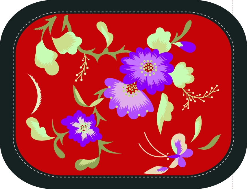 中國傳統(tǒng)刺繡圖案蝴蝶花卉系列五，矢量素材