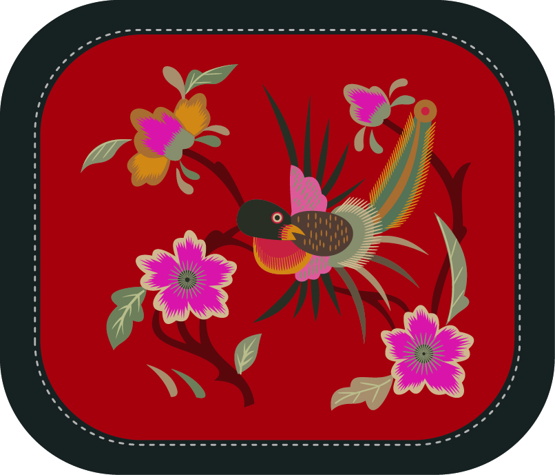 中國傳統(tǒng)刺繡圖案鳥語花香系列七，矢量素材