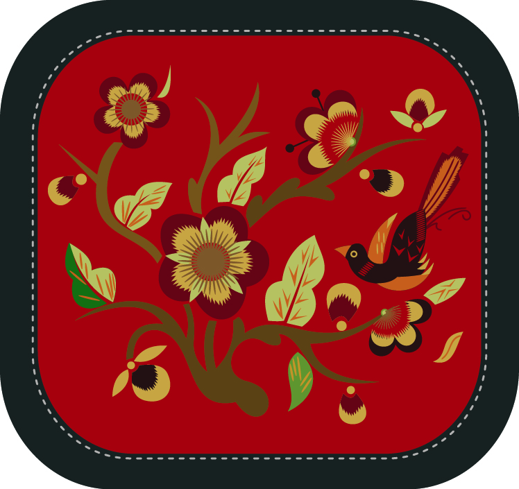 中國(guó)傳統(tǒng)刺繡圖案花卉鳥(niǎo)類(lèi)系列一，矢量素材A