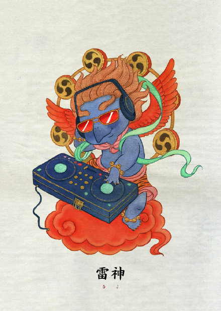 古風插畫：神獸樂隊，非常可愛